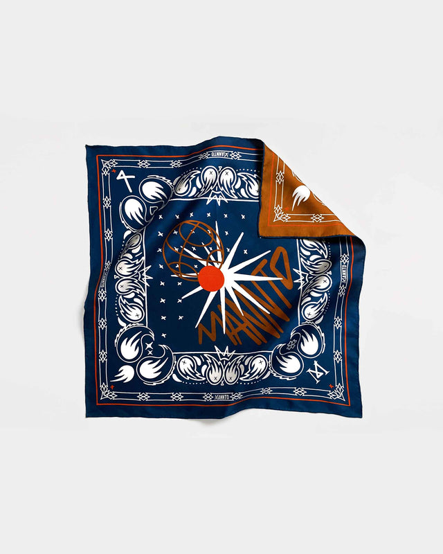 Mannto N°50 Rust orange - Navy blue en seda twill doble lado
