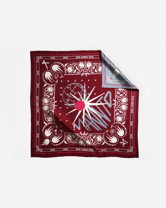 Mannto N°90 Burgundy red - Ice blue en seda twill doble lado