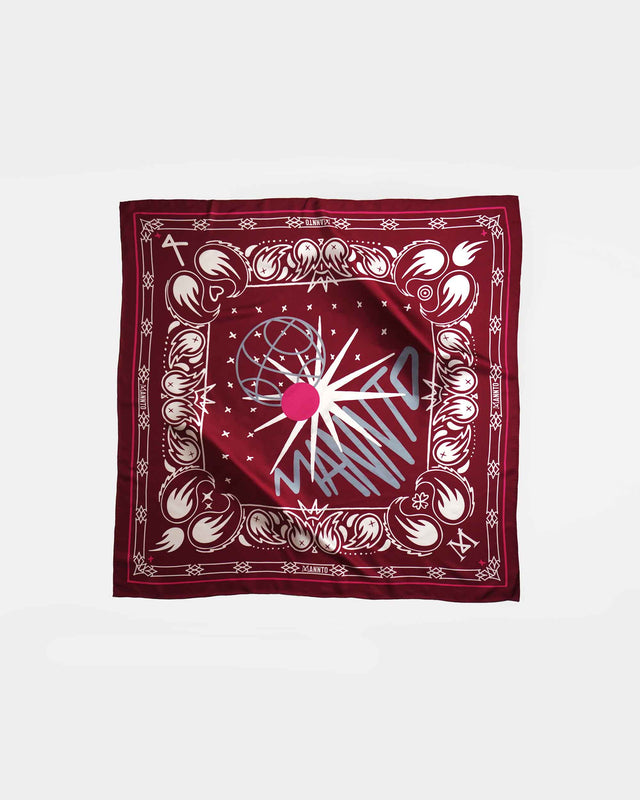 Mannto N°90 Burgundy red - Ice blue en seda twill doble lado