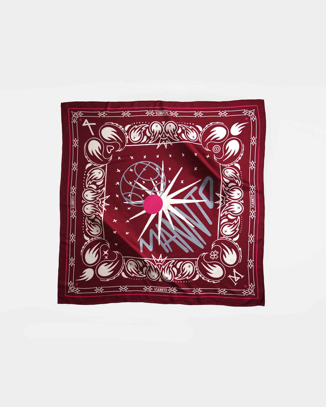 Mannto N°90 Burgundy red - Ice blue en seda twill doble lado