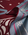 Pliegue de Mannto N°90 Burgundy red - Ice blue con doble lado de color