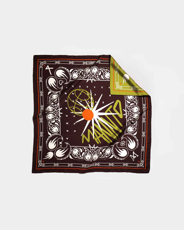Mannto N°110 Cocoa brown - Pistachio green en seda twill doble lado